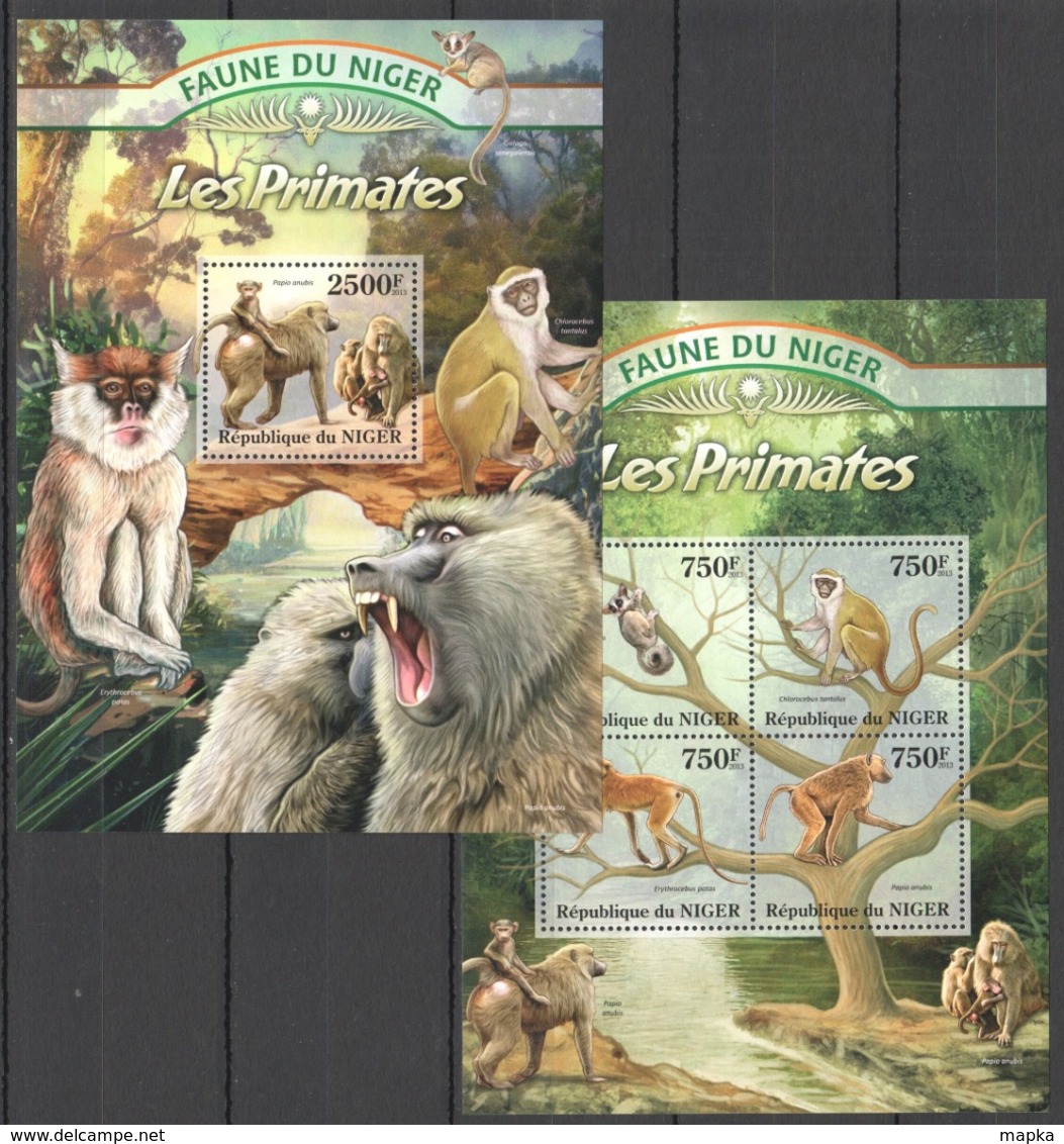 QQ900 2013 NIGER FAUNE NIGER WILD ANIMALS LES PRIMATES MONKEYS KB+BL MNH - Affen