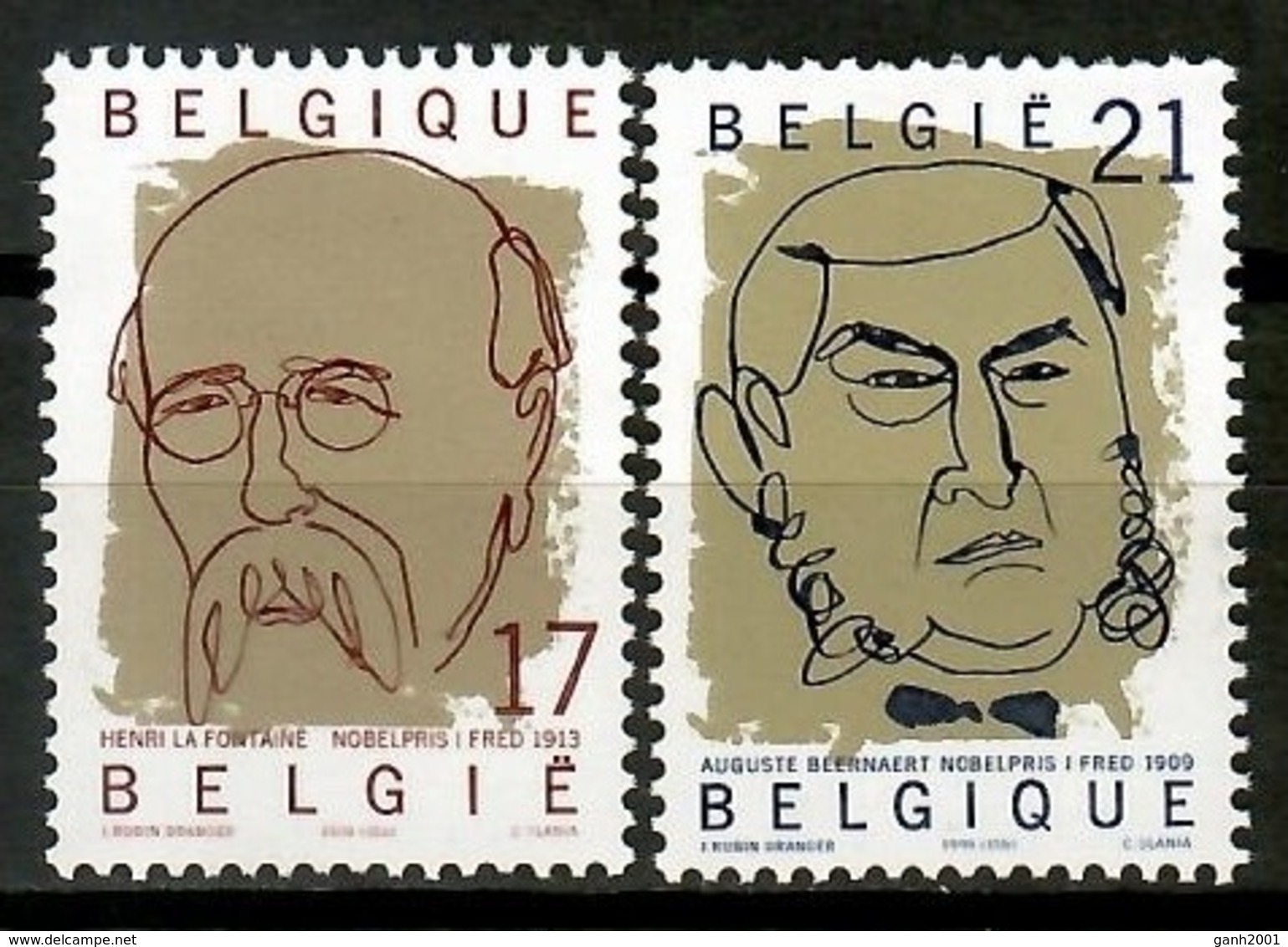 Belgium 1999 Bélgica / Nobel Peace Prize Joint Issue Sweden MNH Nobel De La Paz Emisión Conjunta Suecia / Kk32  31-24 - Emisiones Comunes