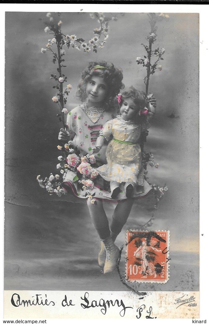 CPA.... ENFANT ...ARTISTIQUE..   POUSSEZ ......POUPEE..  BE..1911...... SCAN - Portraits