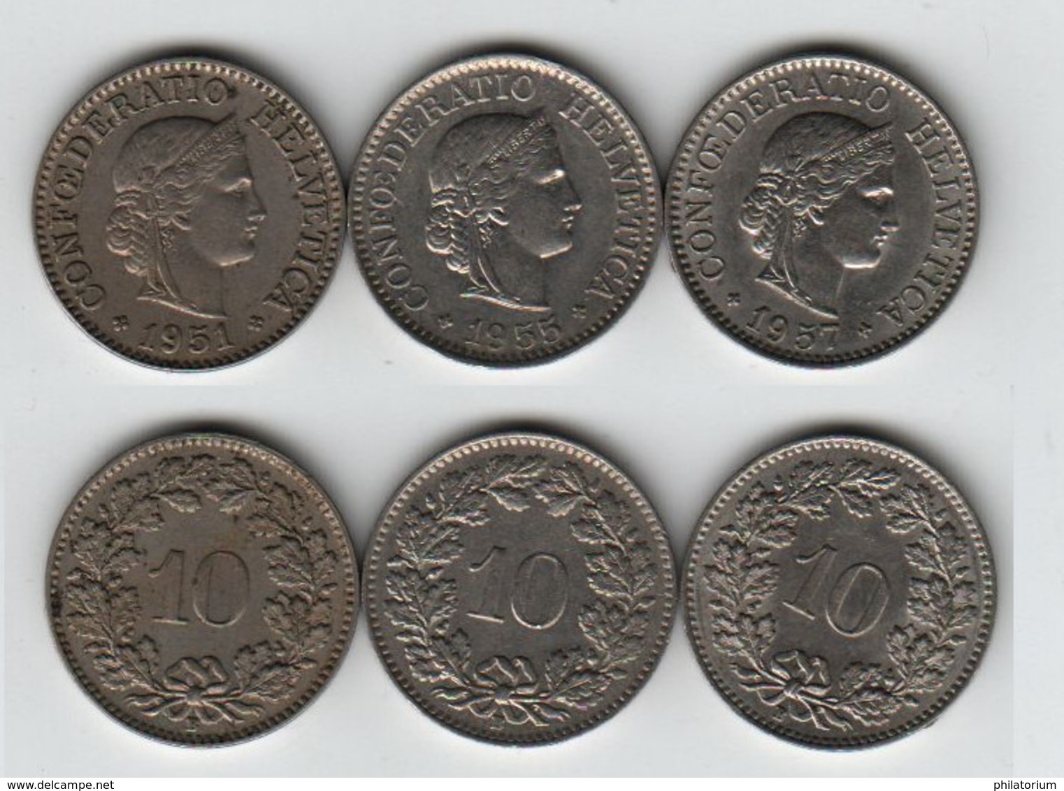 SUISSE 10 Rappen 1951 + 1955 + 1957; Switzerland - Sonstige & Ohne Zuordnung