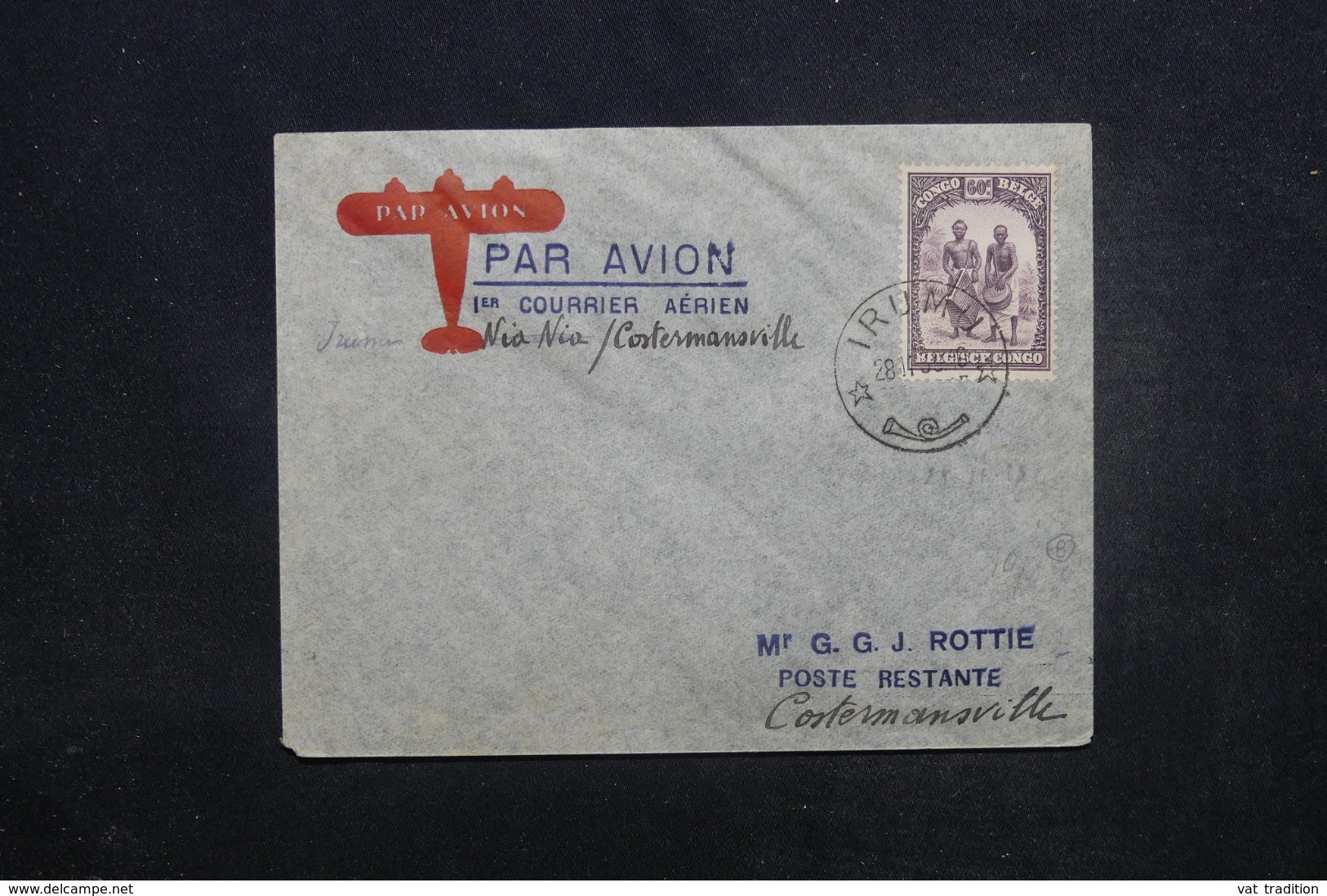 CONGO BELGE - Enveloppe 1er Vol Irumu / Costermansville En 1939, Affranchissement Plaisant- L 45440 - Cartas & Documentos