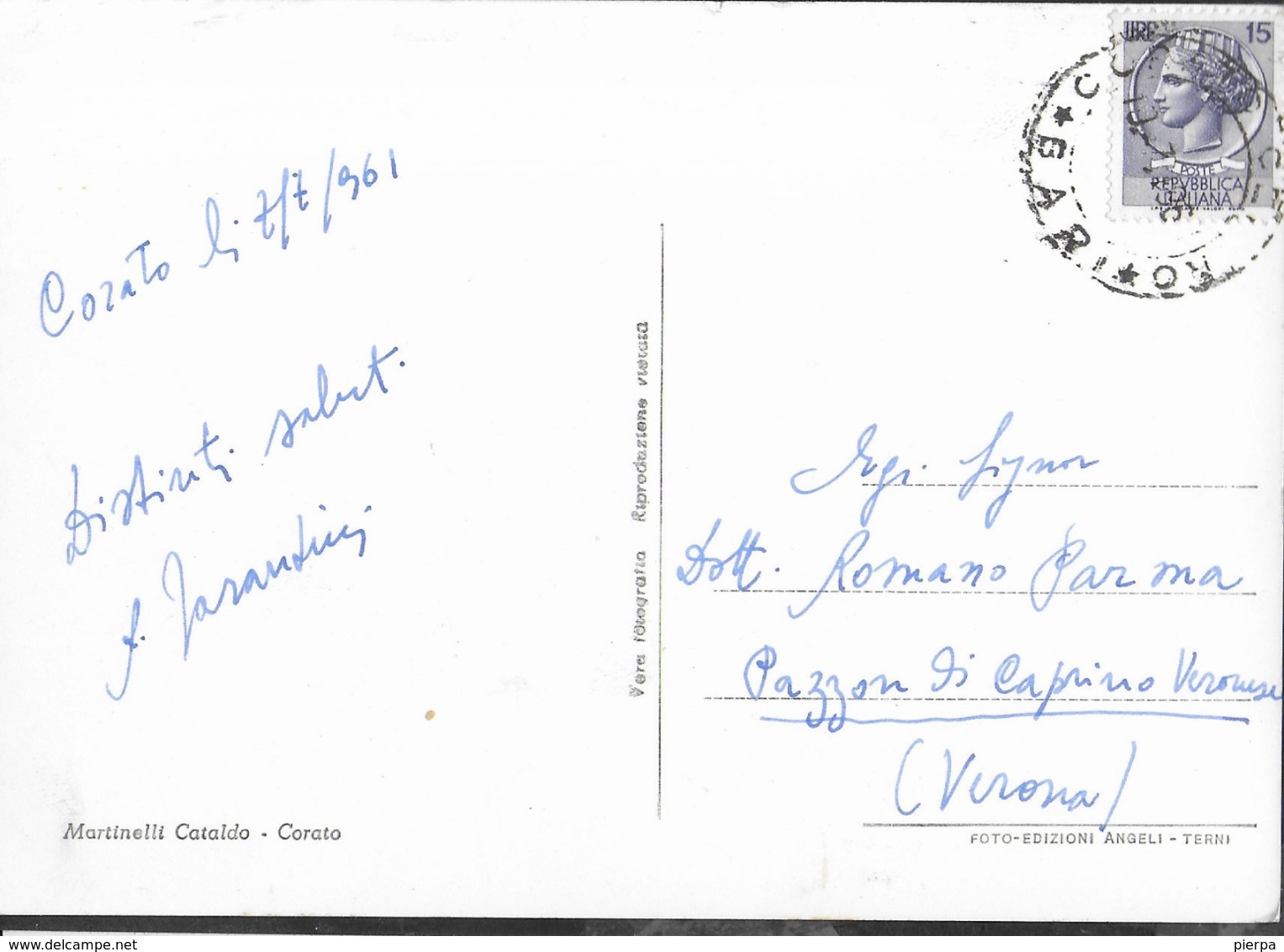 PUGLIA - CORATO - PIAZZA MARCONI - TEATRO COMUNALE - VIAGGIATA 1961 - Other & Unclassified