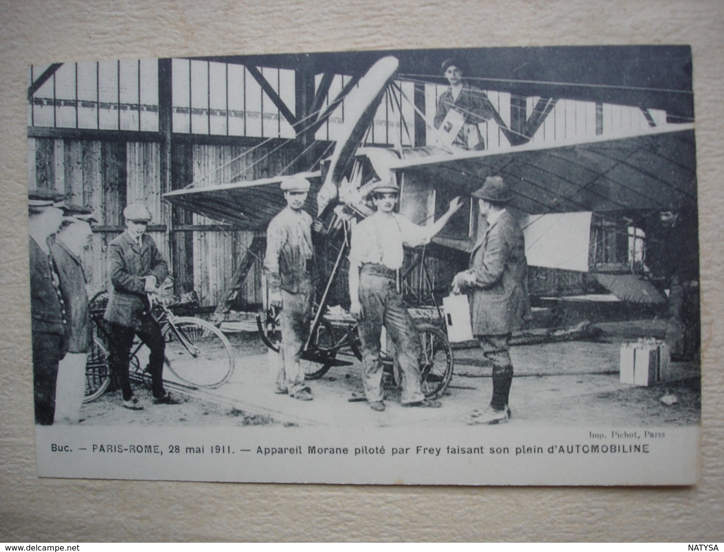 78 BUC  Aviation Aviateur Course PARIS ROME 28 Mai 1911 Appareil MORANE Piloté Par  FREY  Faisant Son Plein Gros Plan - Buc