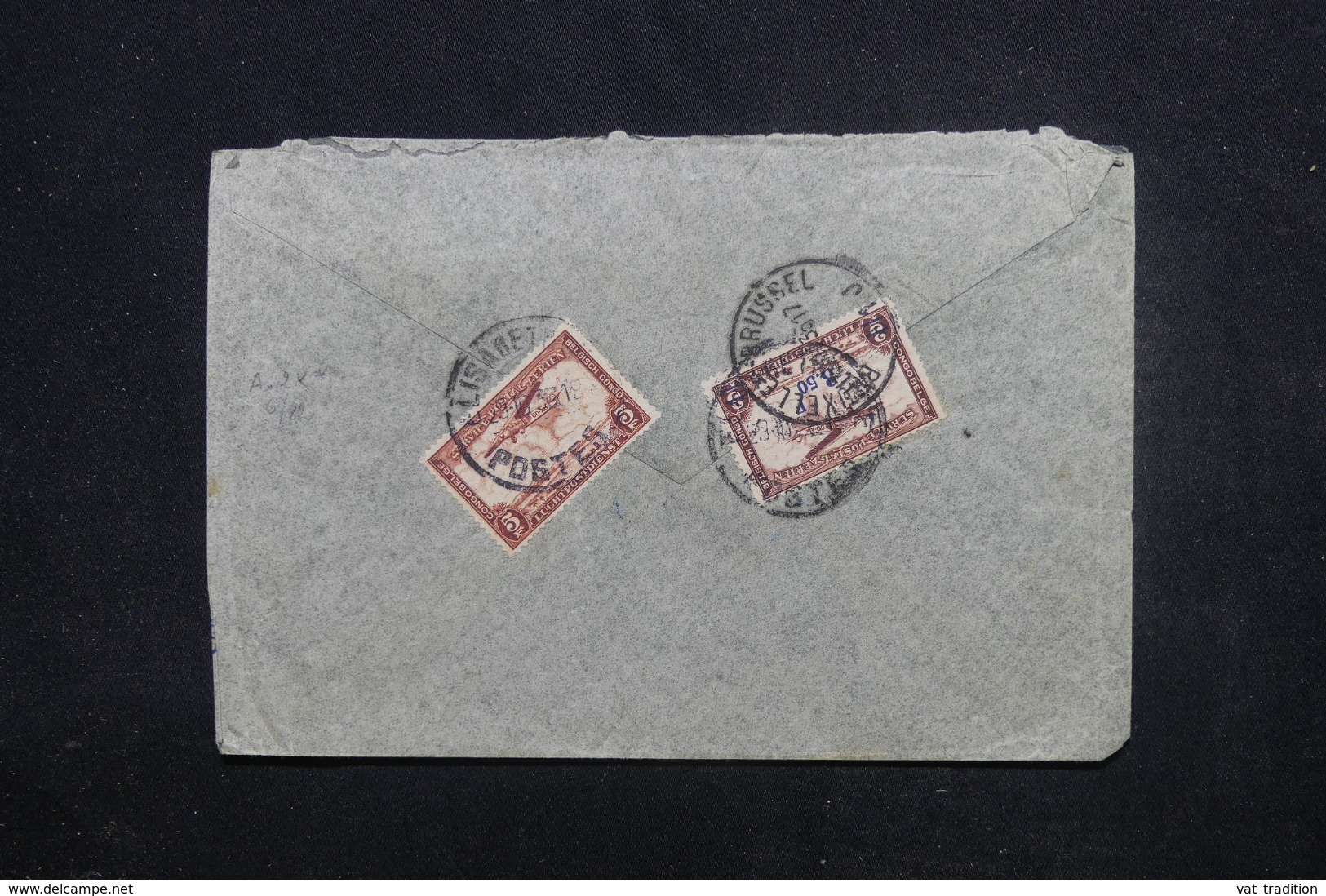 CONGO BELGE - Enveloppe Par Vol Elisabethville / Bruxelles En 1936, Affranchissement Plaisant Au Verso - L 45450 - Cartas & Documentos