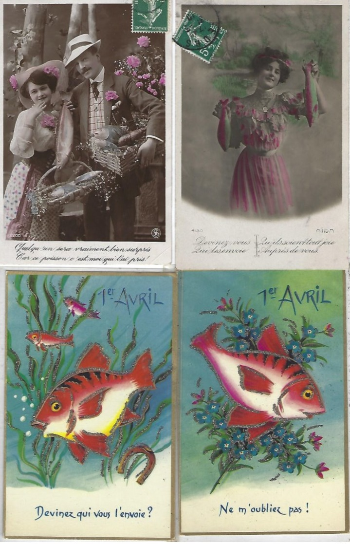 Lot 9 Cartes Premier Avril-poissons - 1 April (aprilvis)