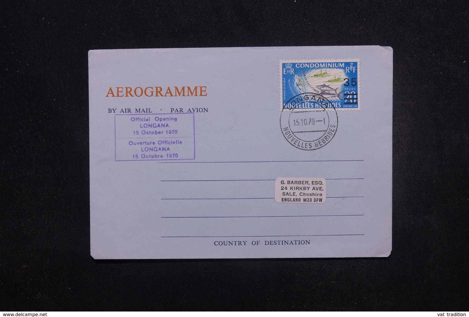 NOUVELLES HÉBRIDES - Aérogramme De Longana Pour Le Royaume Uni En 1970 , Affranchissement Plaisant - L 45456 - Lettres & Documents