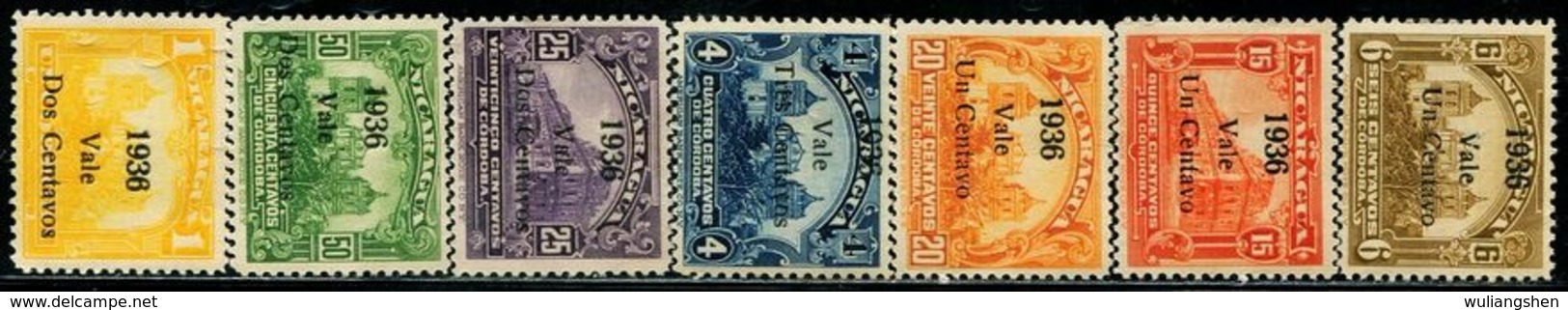 DK1000 Nicaragua 1936 Cathedral Stamped With 7V Engraved Edition MLH MNH - Nicaragua