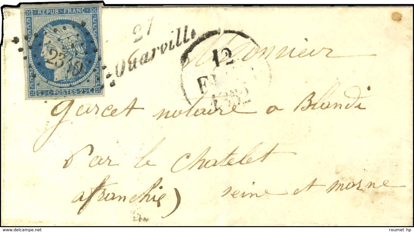PC 2349 / N° 4 Cursive 27 / Ouarville. Dateur A. 1852. - TB / SUP. - R. - 1849-1850 Ceres
