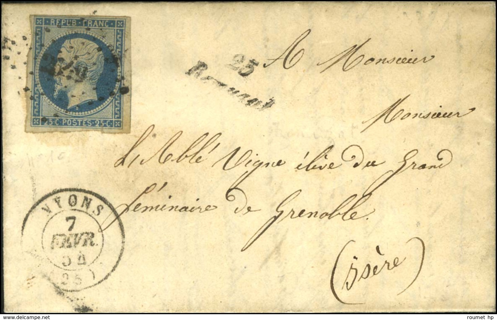 PC 2649 / N° 10 Càd T 15 NYONS (25) Cursive 25 / Remusat. 1854. - TB. - 1852 Louis-Napoléon