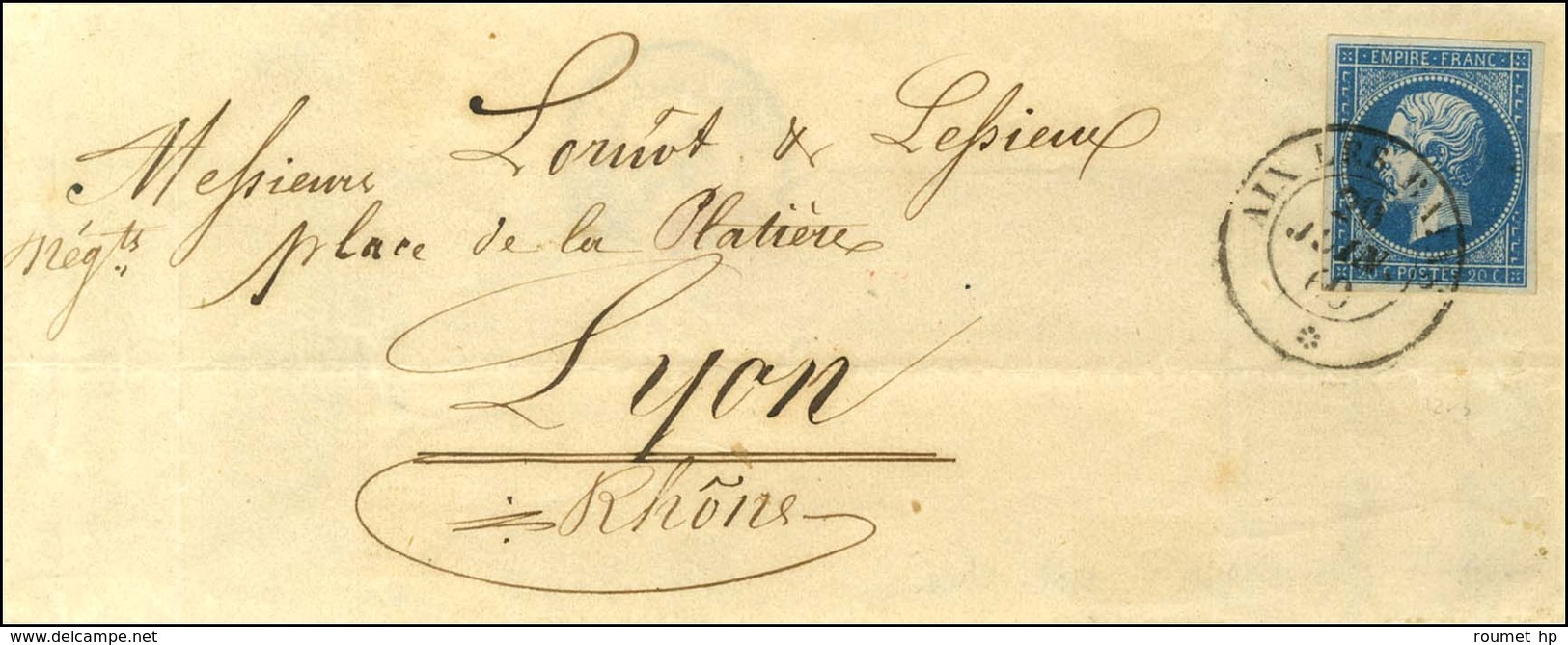 Càd Sarde AIX LES BAINS / * / N° 14 Sur Lettre Pour Lyon 20 JUIN 1860. - SUP. - R. - 1853-1860 Napoléon III