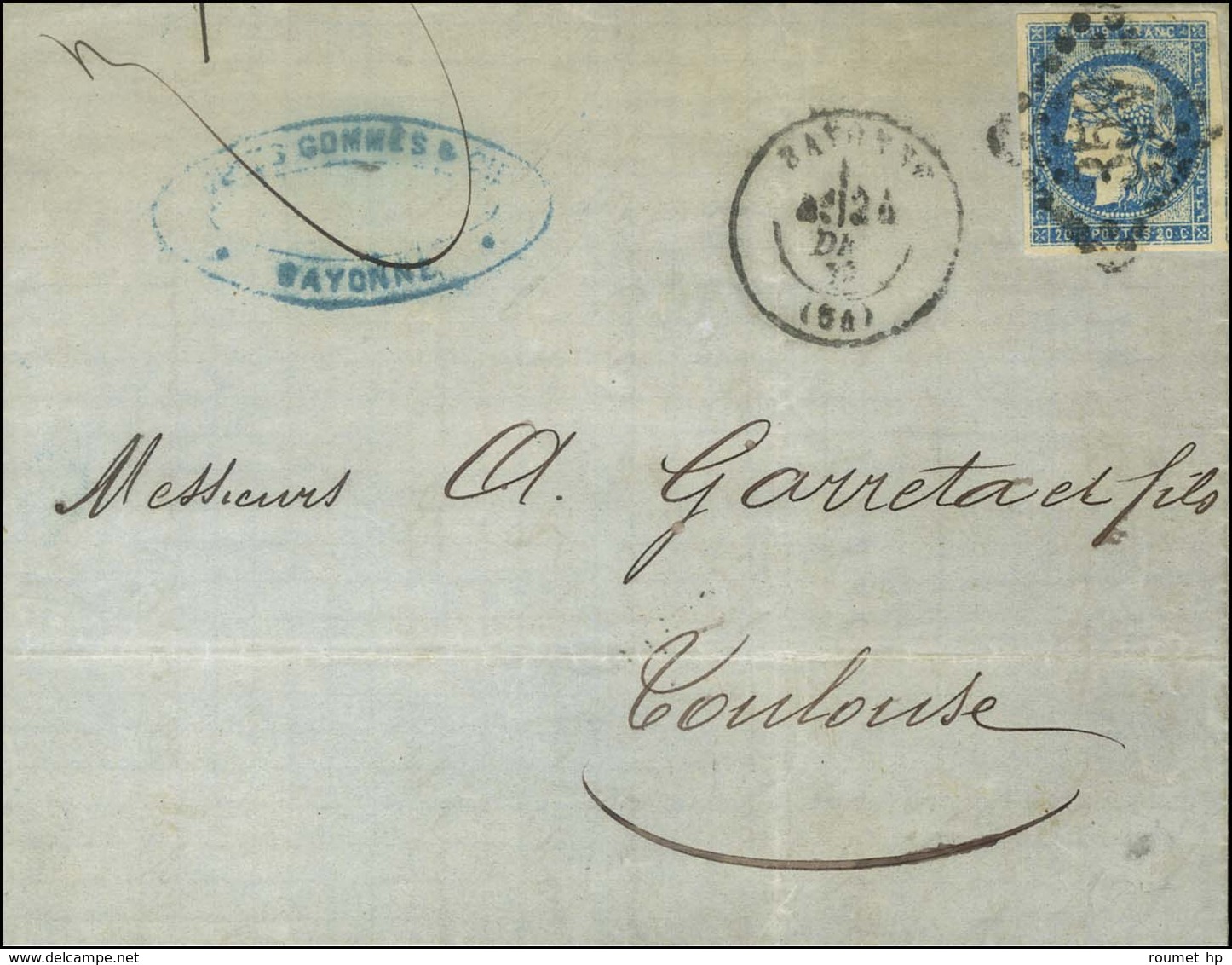 GC 359 / N° 44 Belles Marges Càd T 17 BAYONNE (64) Sur Lettre Pour Toulouse. 1864. - TB / SUP. - R. - 1870 Bordeaux Printing