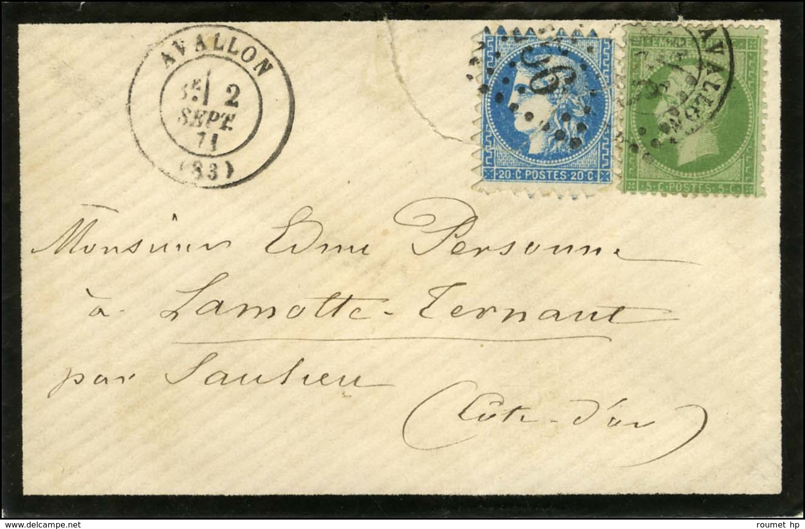 GC 256 / N° 45 Piquage D'Avallon (déchirure à L'ouverture De La Lettre Affectant Le Timbre) + N° 20 Oblitéré Càd T 17 AV - 1870 Ausgabe Bordeaux