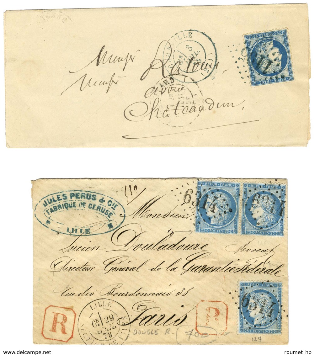 Lot De 2 Lettres Affranchies Avec N° 60 Dont GC Bleu. - TB. - 1871-1875 Ceres