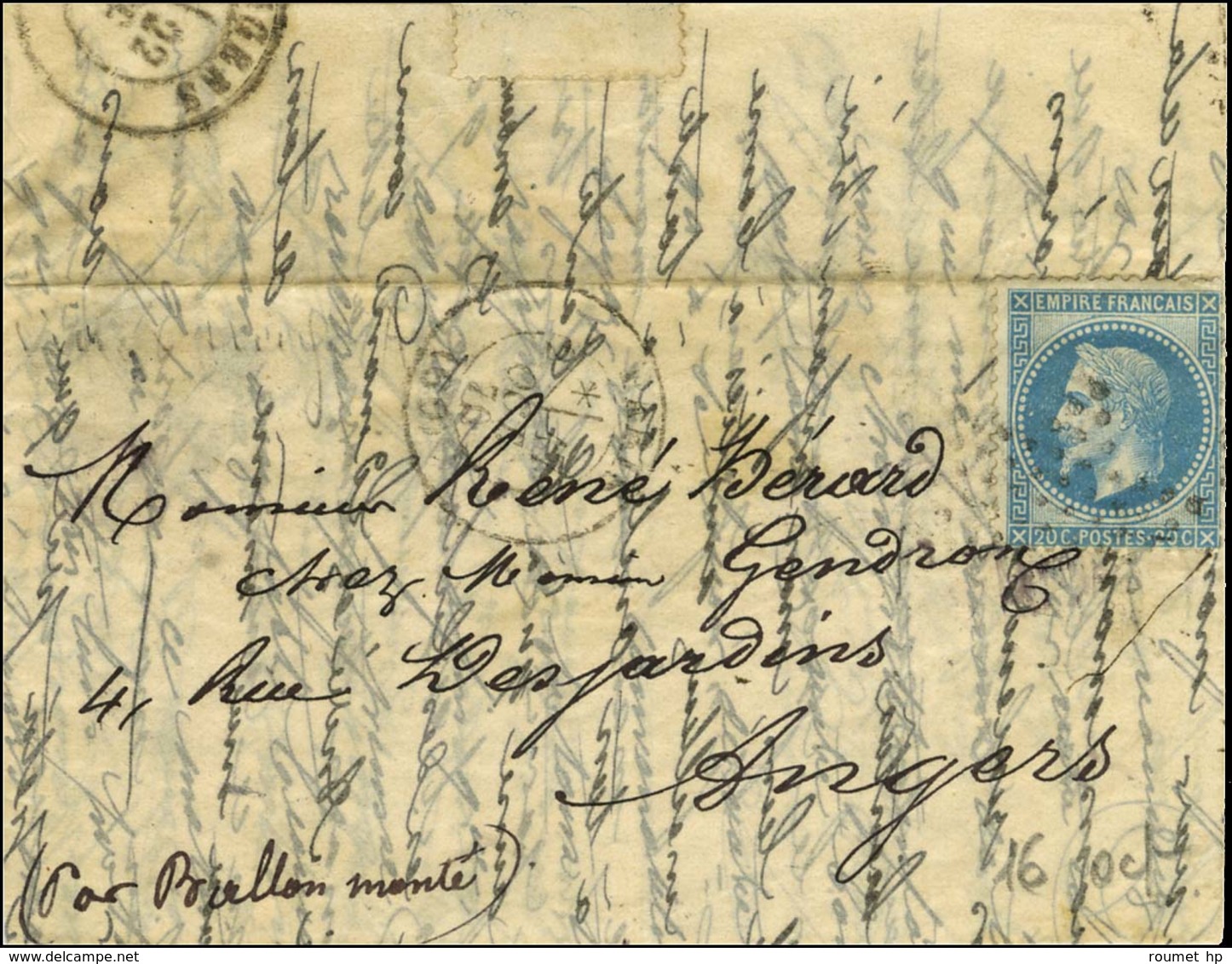 Etoile / N° 29 Càd PARIS (60) 17 OCT. 70 Sur Lettre Pour Angers. Au Verso, Càd D'arrivée 22 OCT. 70. LE VICTOR HUGO. - T - Krieg 1870