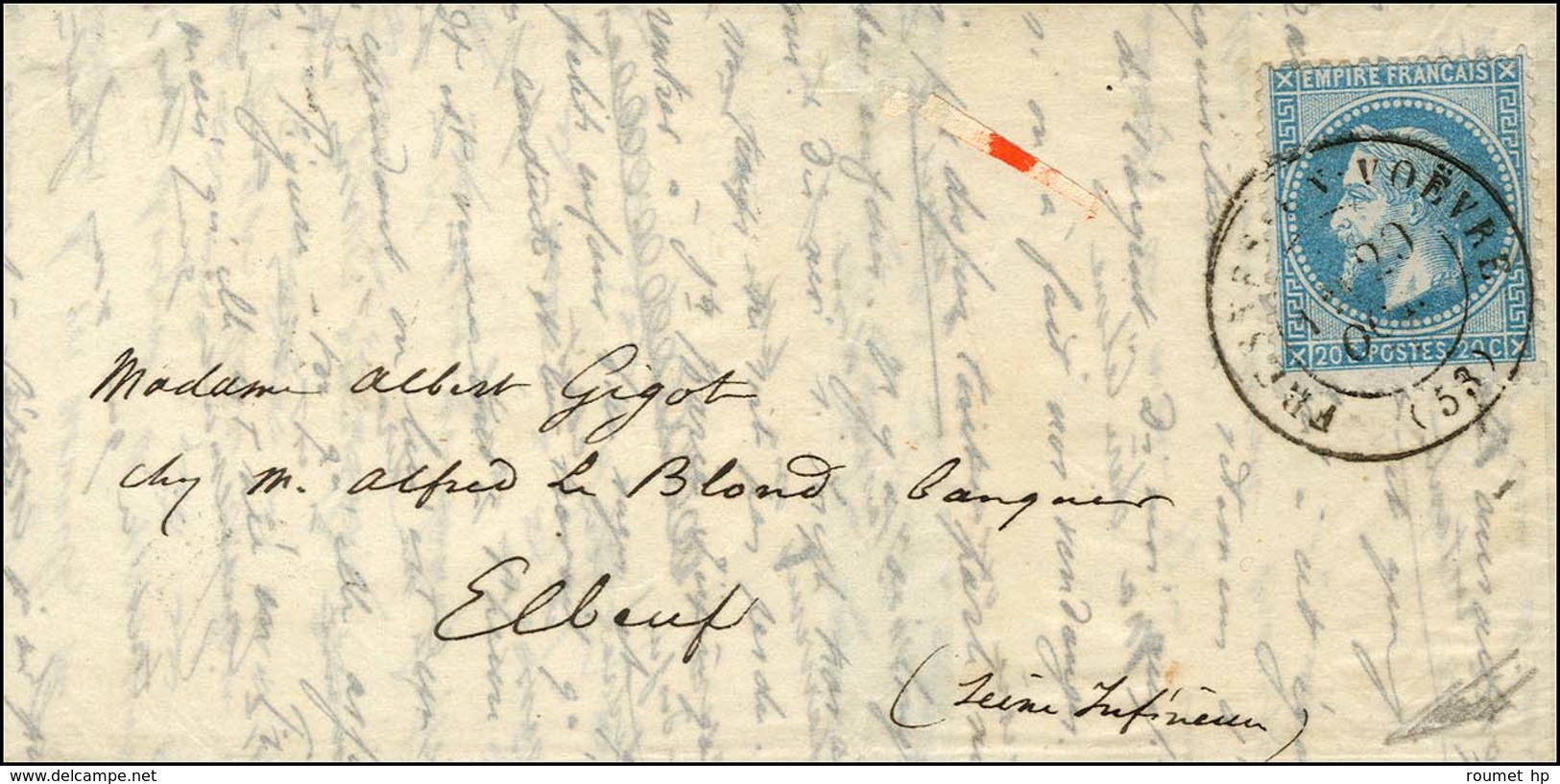 Càd T 17 FRESNES-EN-VOËVRE (53) 29 OCT. 70 / N° 29 Sur Lettre Avec Texte Daté De Paris Le 8 Octobre 1870 Pour Elbeuf, Au - Krieg 1870