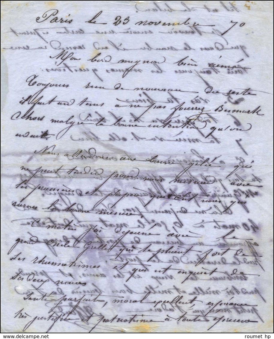 Lettre Autographe D'Alfred Roseleur, Inventeur Des Papillons Des Gravilliers, Adressée à Sa Femme Le 23 Novembre 1870, P - Krieg 1870