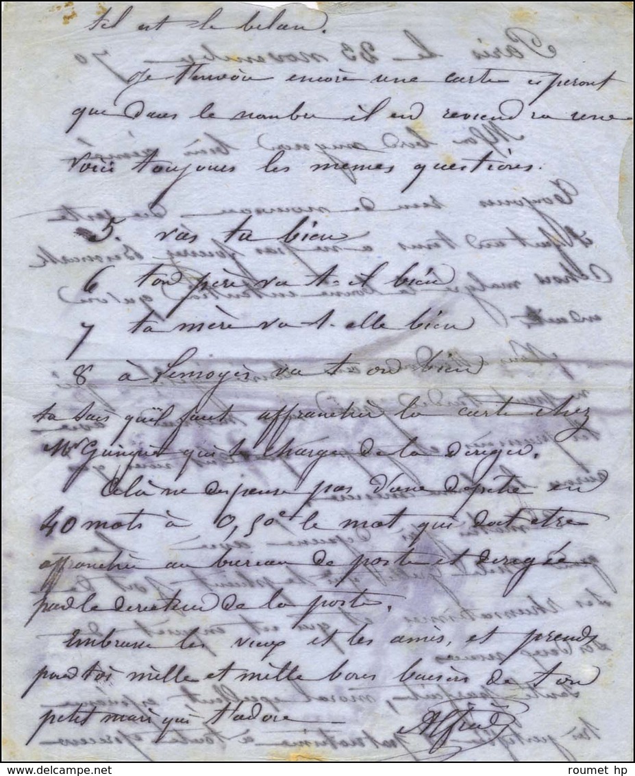 Lettre Autographe D'Alfred Roseleur, Inventeur Des Papillons Des Gravilliers, Adressée à Sa Femme Le 23 Novembre 1870, P - Guerra Del 1870