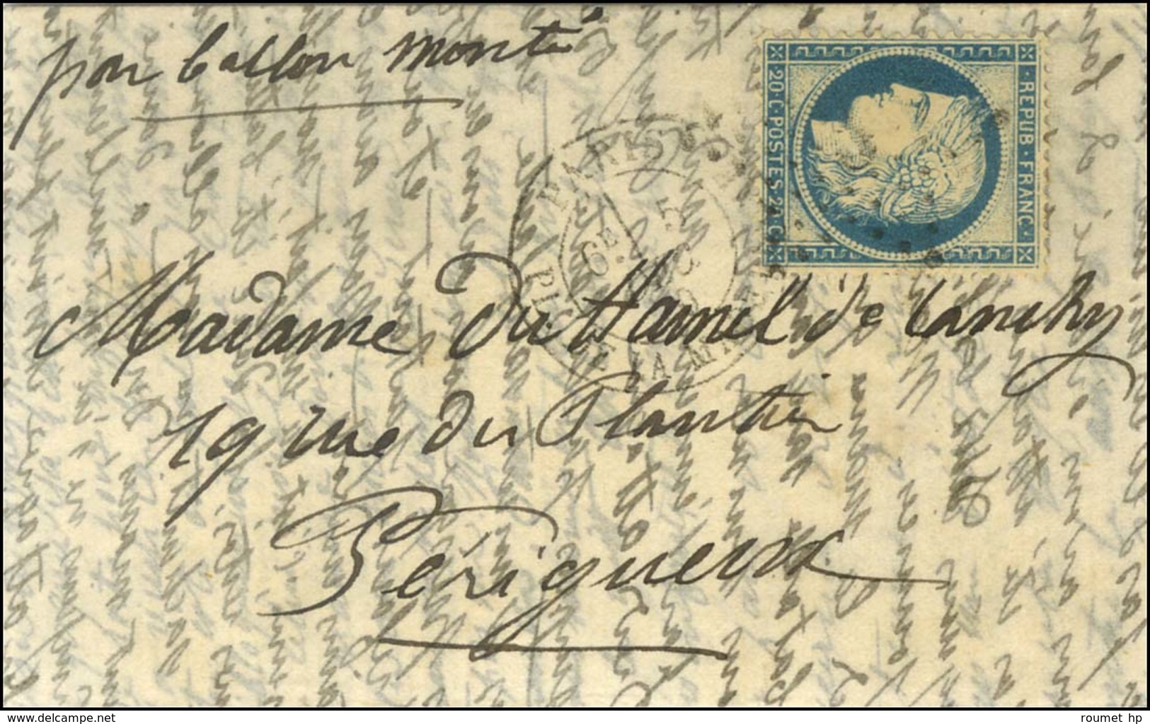 Etoile 3 / N° 37 Càd PARIS / PL. DE LA MADELEINE 5 DEC. 70 Sur Lettre Pour Périgueux, Au Verso Càd D'arrivée (date Illis - Guerra De 1870