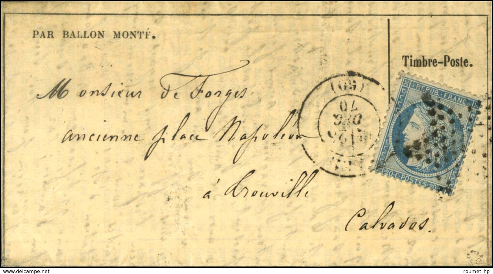 Etoile / N° 37 Càd PARIS (60) 28 DEC. 70 Sur Gazette Des Absents N° 20 Pour Trouville, Au Verso Càd De Passage PARIS A C - Guerra De 1870