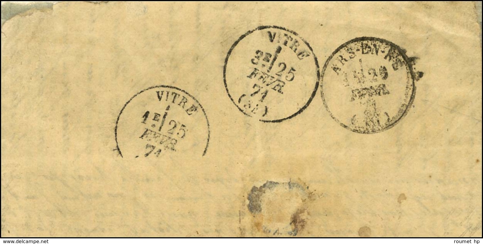 Càd PARIS (60) 25 JANV. 71 (6e Levée) Et Taxe 30 DT (Timbre Poste Tombé Par Immersion) Sur Gazette Des Absents N° 31 Pou - Krieg 1870