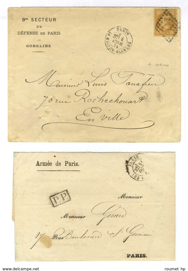 Lot De 2 Lettres De Paris Pour Paris. - TB. - Guerra De 1870