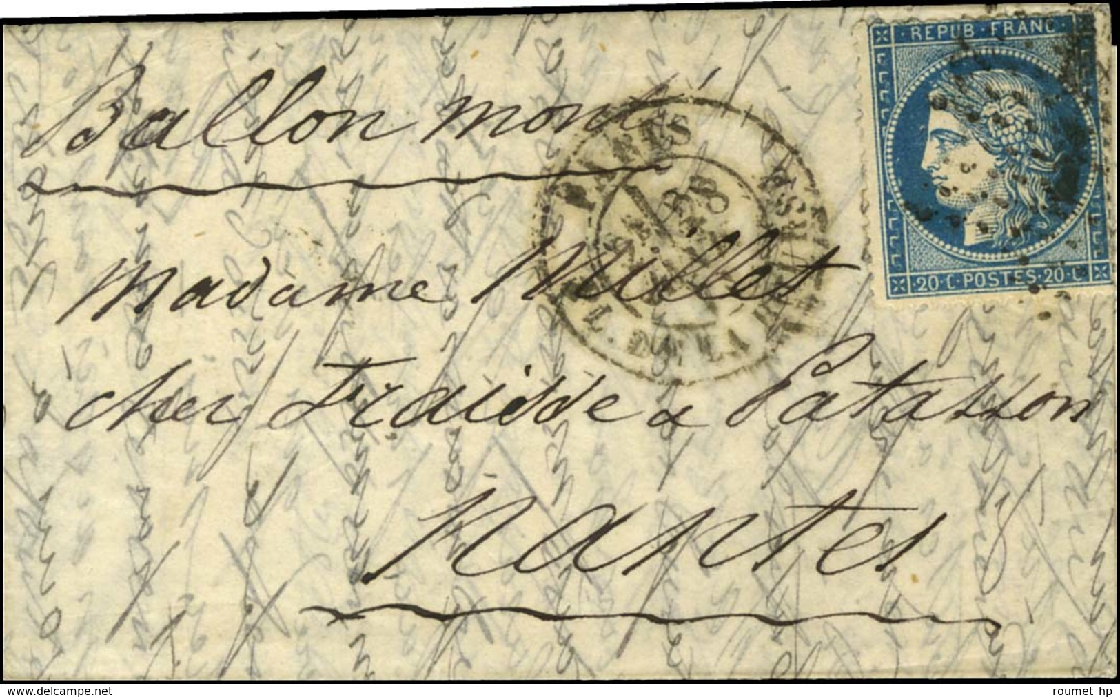 Etoile 1 / N° 37 Càd PARIS / PL. DE LA BOURSE 28 JANV. 71 Sur Lettre Avec Très Bon Texte Pour Nantes. Au Verso, Càd D'ar - War 1870