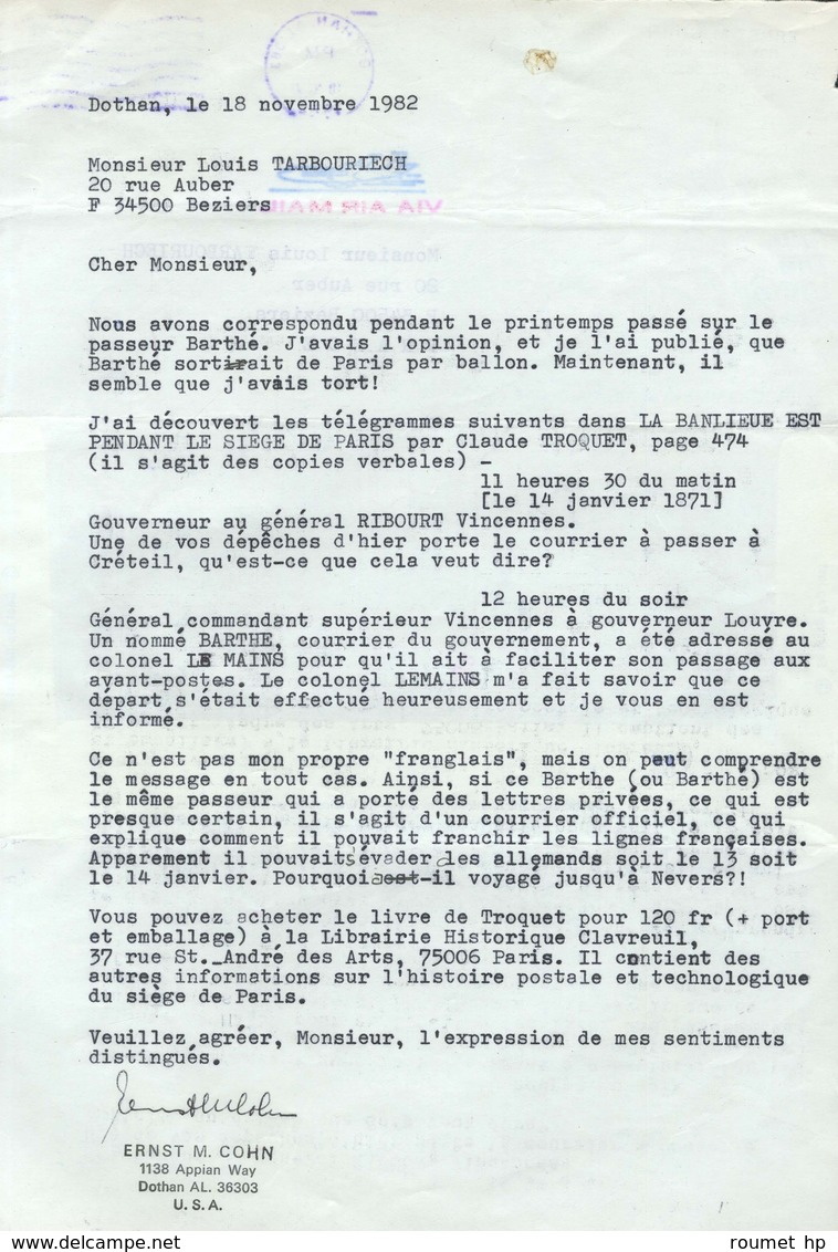 Tentative D'entrée Par L'intermédiaire Du Figaro '' Je T'écris Par L'intermédiaire Du Figaro, Tu Adresseras Ta Réponse S - War 1870