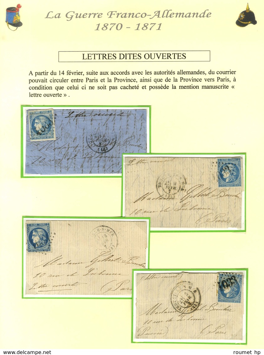 Lot De 9 Lettres Avec Tentatives D'entrées Affranchies Avec 20c Bordeaux. - TB. - Guerra Del 1870