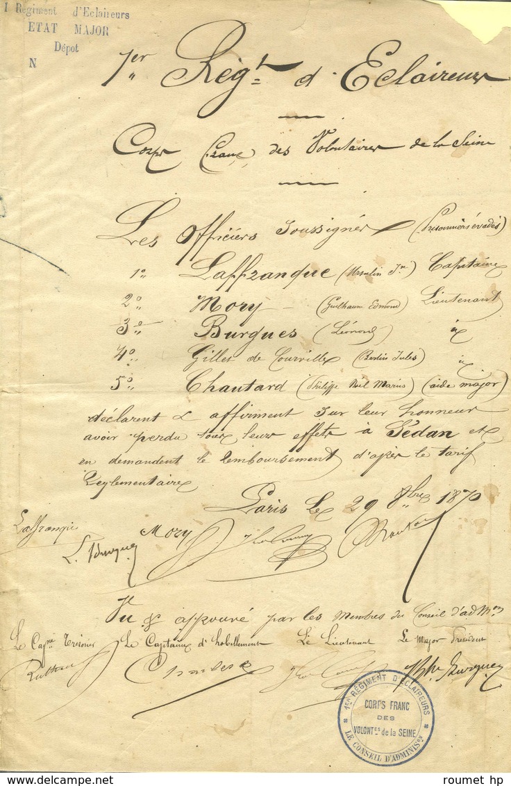 Lot De 2 Lettres + 5 Documents Du Siège. - TB. - Krieg 1870