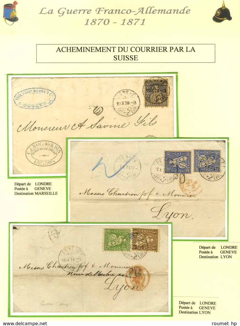 Lot De 11 Lettres Avec Origines Diverses, Londres, Bruxelles, Amsterdam, Mayence, ... Acheminées Par La Suisse. Bel Ense - War 1870