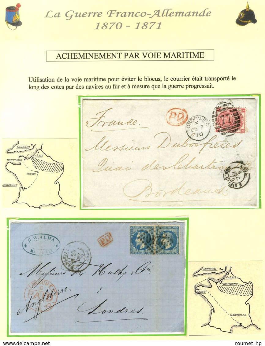 Lot De 5 Lettres Avec Acheminements Particuliers Pendant Le Siège. - TB. - Guerra De 1870