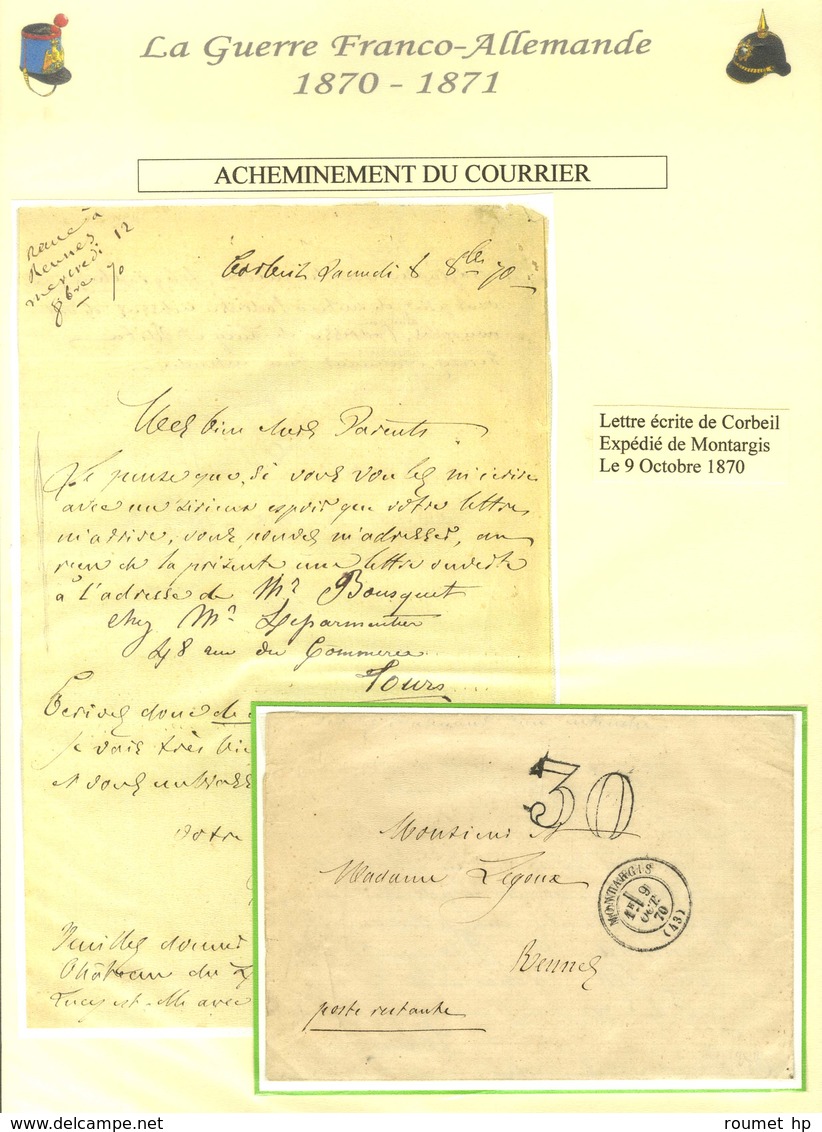 Lot de 16 lettres + 2 devants de la guerre de 1870. - TB.