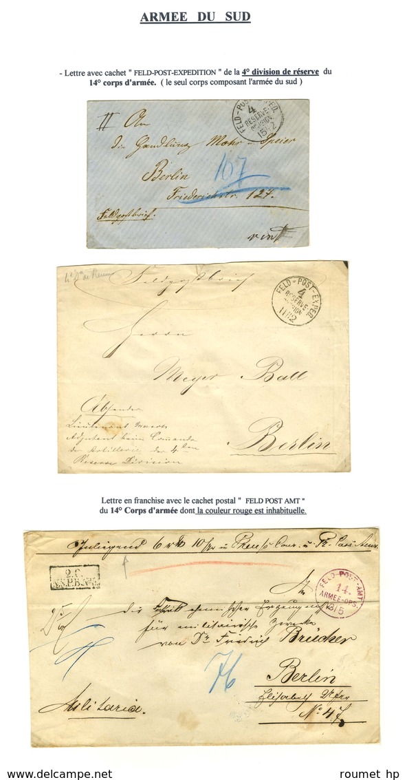 Lot De 7 Lettres Avec Càd FELDPOST De L'Armée Du Sud. - TB. - War 1870