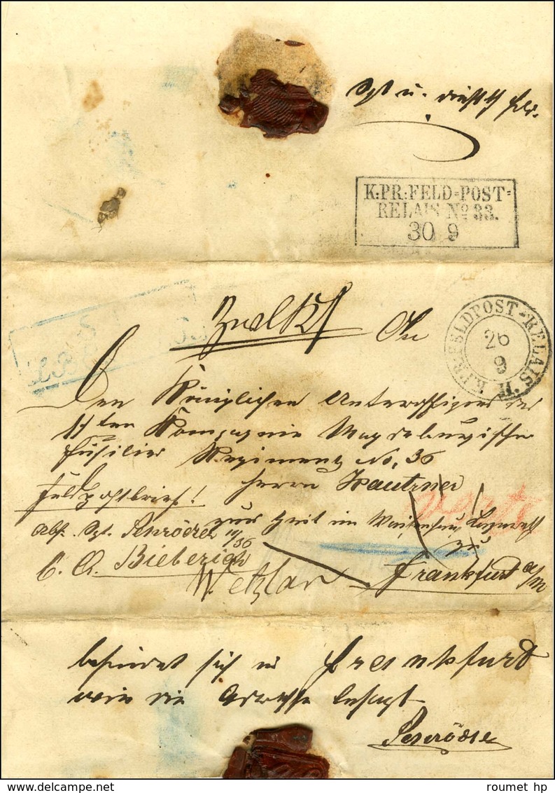 Càd K.PR.FELDPOST-RELAIS / N° II (Lunéville) Sur Lettre Pour Francfort, Au Verso Prise En Charge Par Le FELDPOST-RELAIS  - War 1870