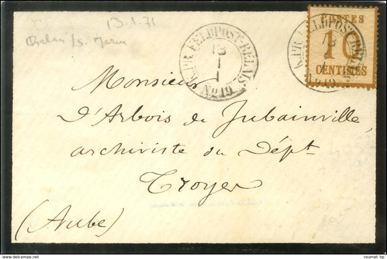 Càd KPR FELDPOST RELAIS / N° 19 / Alsace N° 5 Sur Lettre Pour Troyes. 1871. - TB / SUP. - Guerra De 1870