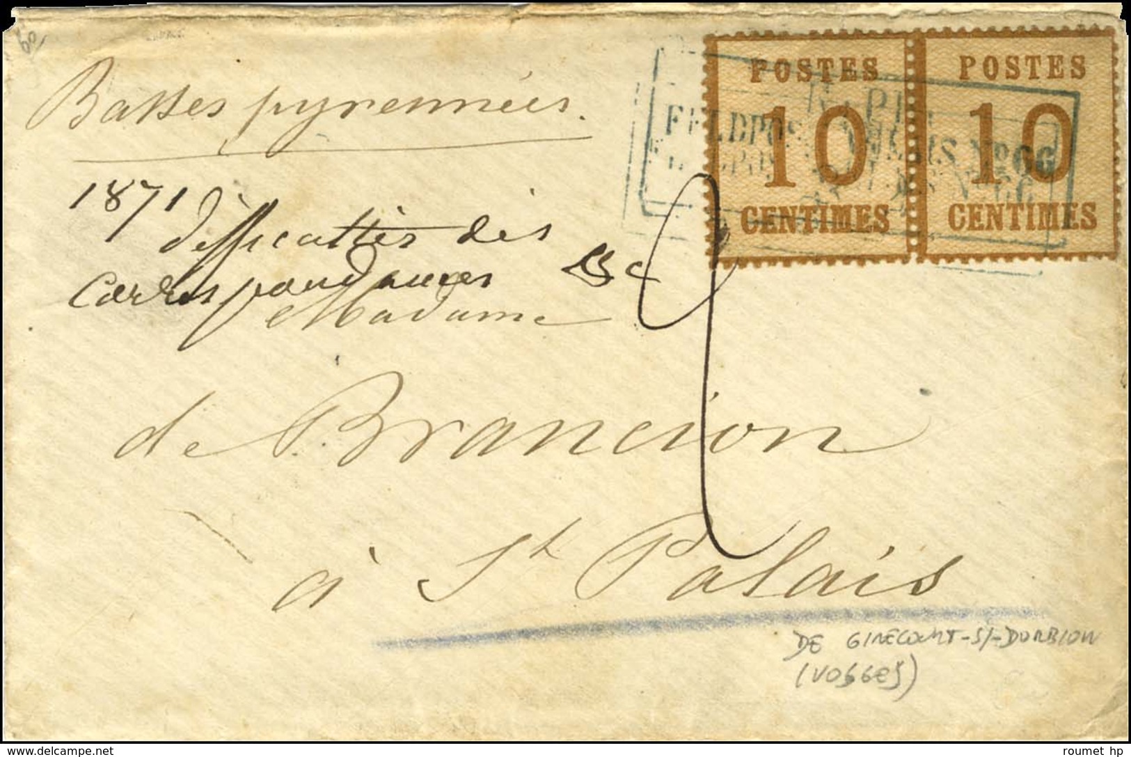 Cachet Encadré Bleu KPR:FELDPOST / RELAIS N° 66 / Als. N° 5 (2) Sur Lettre Avec Texte De Ginecourt Sur Durbion (Vosges)  - Krieg 1870