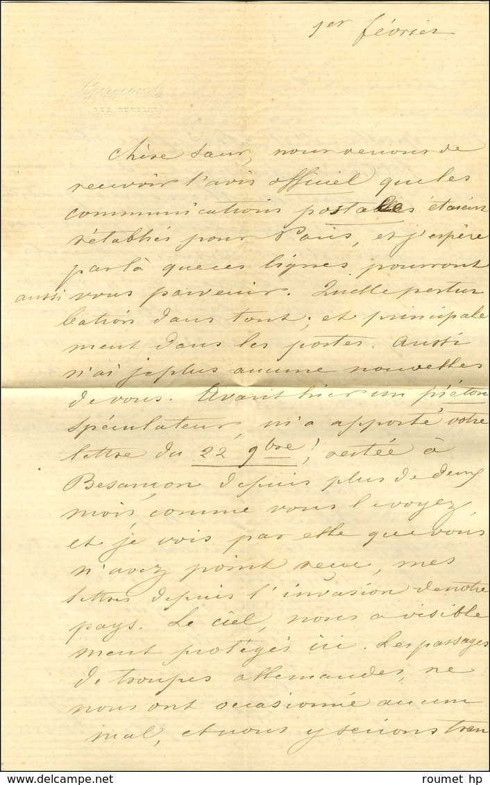 Cachet Encadré Bleu KPR:FELDPOST / RELAIS N° 66 / Als. N° 5 (2) Sur Lettre Avec Texte De Ginecourt Sur Durbion (Vosges)  - War 1870