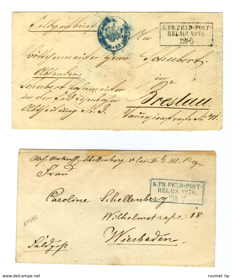 Lot De 2 Lettres Avec Cachet FELDPOST-RELAIS N° 78 (Amiens). - TB. - War 1870