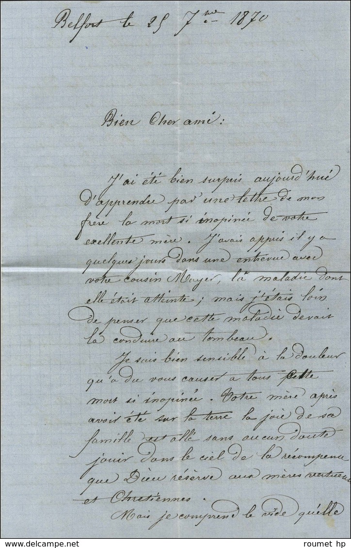 Griffe Garde Nationale Mobile + Mention Manuscrite '' Place De Belfort '' + P.P. Càd T 17 BELFORT (66) 25 SEPT. 70 Sur L - Krieg 1870