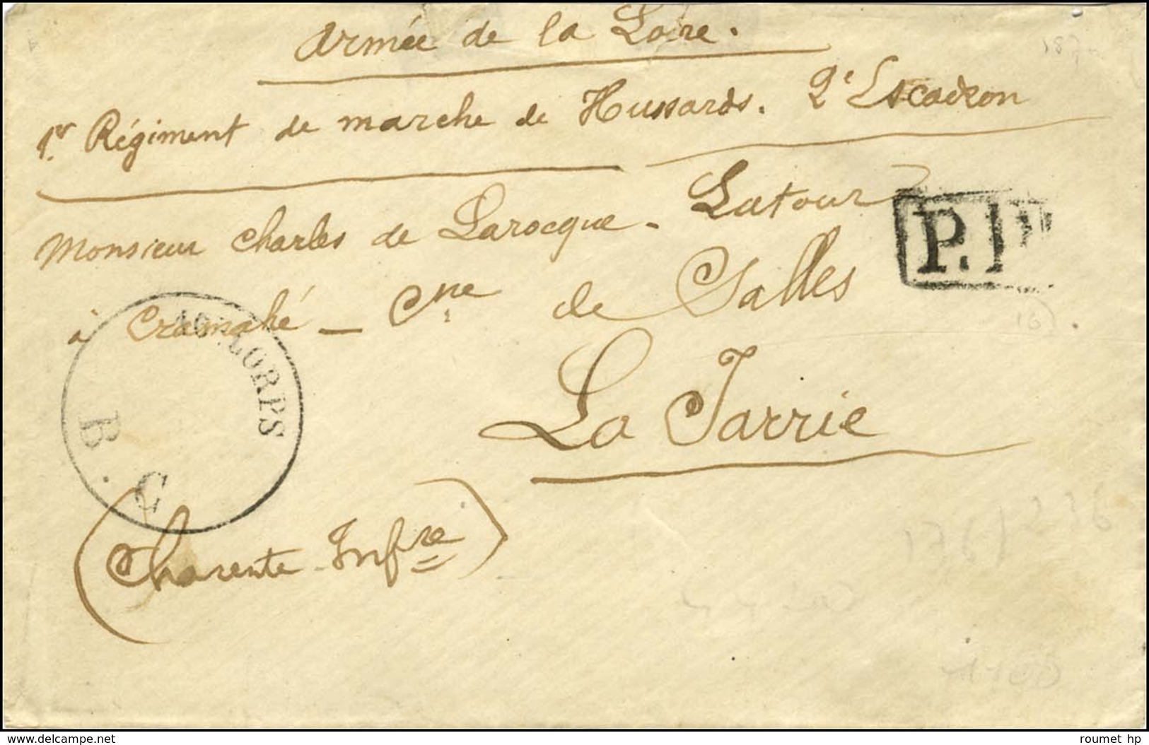 Cachet 16e CORPS / B.C. + P.P. Sur Lettre Adressée En Franchise à La Jarrie, Au Verso Càd D'arrivée 7 NOV. 70. - SUP. - War 1870