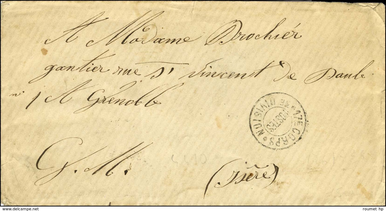 Cachet 17e CORPS / POSTES / 3e DIVISION Sur Lettre En Franchise Militaire Pour Grenoble, Au Verso Càd D'arrivée 28 FEVR. - War 1870