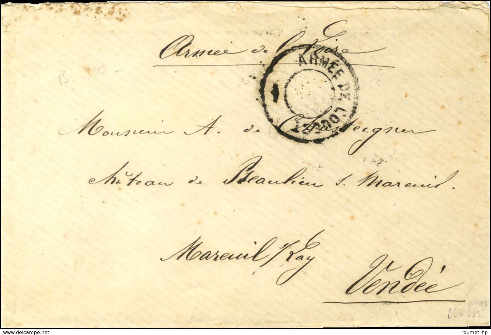 Cachet ARMEE DE L'OUEST Sur Lettre Adressée En Franchise Militaire Pour Mareuil. - TB / SUP. - R. - War 1870