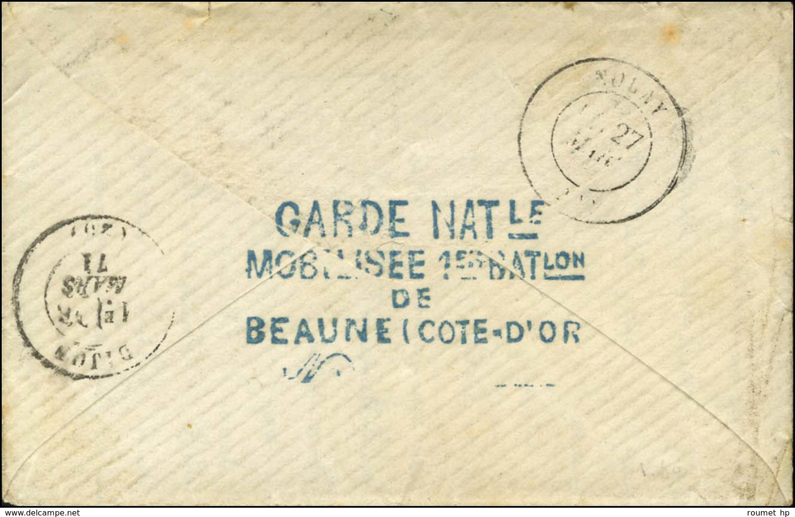 Càd CONSTANTINE / ALGERIE + P.P. Au Recto (idem Au Verso) Griffe Bleue GARDE NATle / MOBILISEE 1er BATon / DE / BEAUNE ( - War 1870