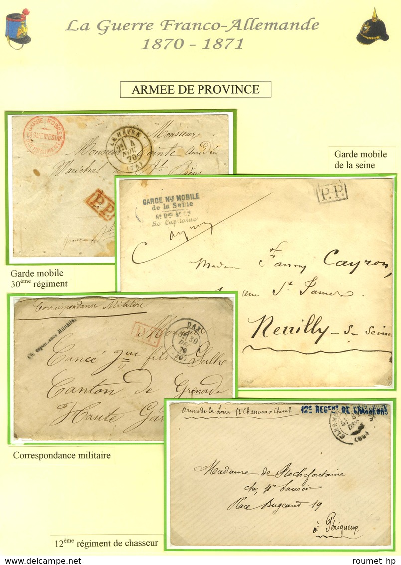 Lot De 4 Lettres Avec Griffes De Franchise Militaire. - TB. - Krieg 1870