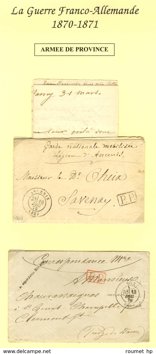 Lot De 3 Lettres Avec Cachets De Franchise Militaire. - TB. - Krieg 1870