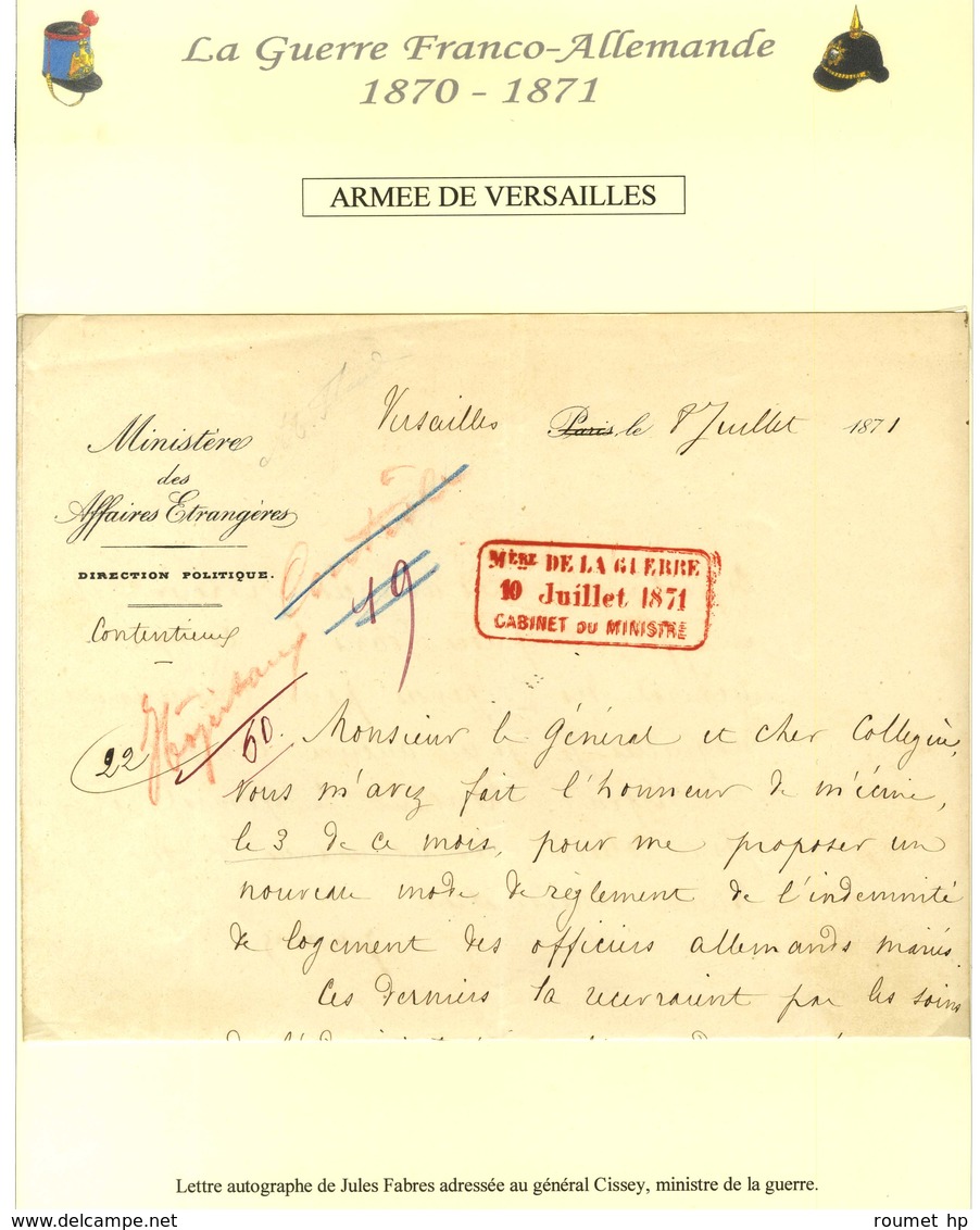 Lot De 5 Lettres + 2 Documents De L'armée De Versailles. - TB. - War 1870