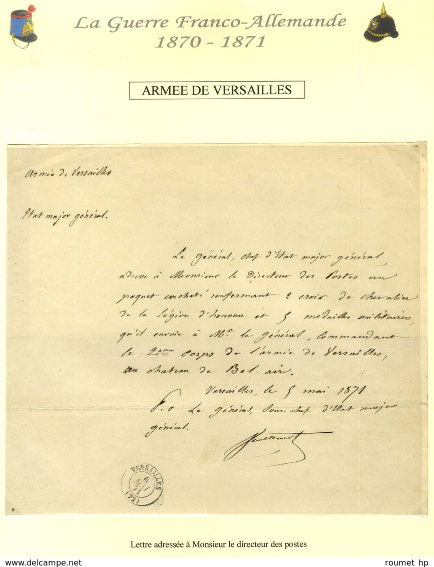 Lot De 5 Lettres + 2 Documents De L'armée De Versailles. - TB. - Krieg 1870