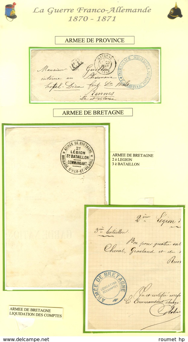 Lot De 1 Lettre + 2 Documents Avec Cachets Militaires. - TB. - War 1870
