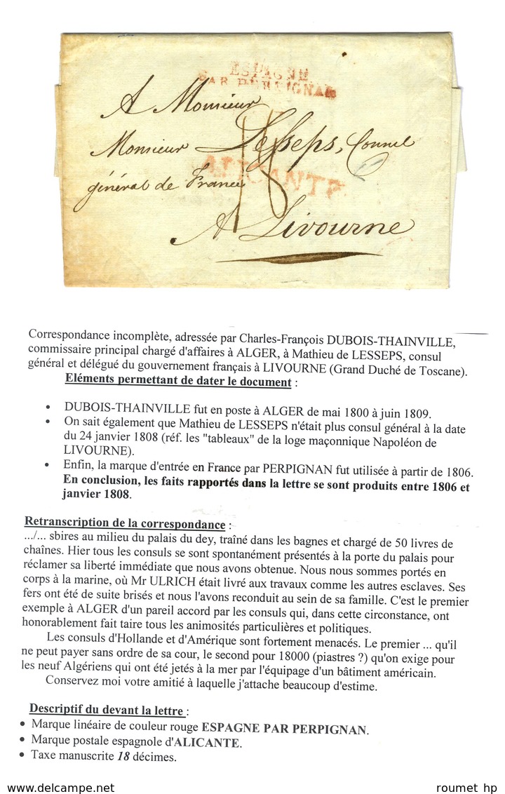 Lettre Avec Texte Non Daté émanant Du Commissaire Général Chargé D'affaires à Alger (Charles-François Dubois-Thainville) - Sonstige & Ohne Zuordnung