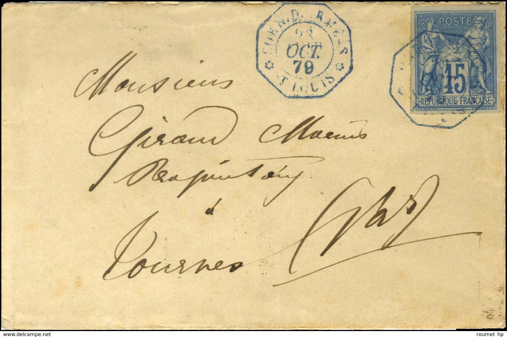 Càd Octo Bleu CORR.D.ARMEES / ST LOUIS / CG N° 41, Au Verso Mention Manuscrite. 1879. - TB / SUP. - R. - Correo Marítimo
